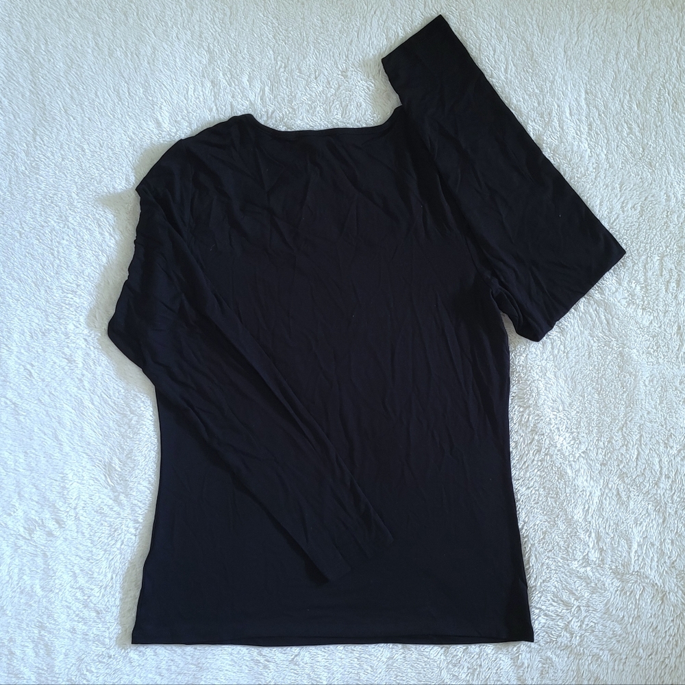bebe Black🖤 Peek-a-boo Lace Accent Top - NWT - Picture 2 of 15